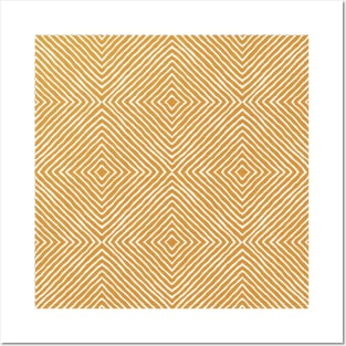 Boho Stripes Pattern (Gold and White) Posters and Art